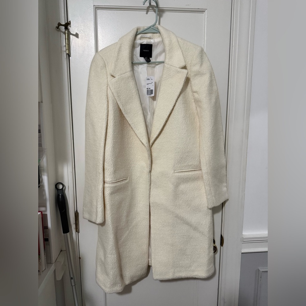 NWT Forever 21 Premium Label White Long Coat | Size L